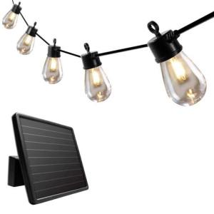 SOLAR STRING LIGHTS WITH FILAMENT LIGHT BULBS