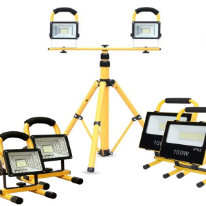 2x Recharge flood-lights with Tripod Stand