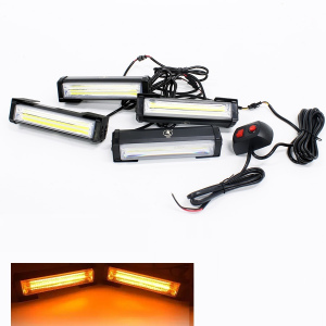 (AMBER) 4 Piece COB LED FLASHING STROBE SYSTEM