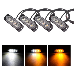 4-units - 4-LED DUAL COLOUR SELF FLASHER (AMBER / WHITE)