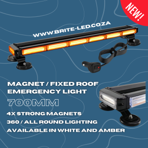 WHITE - AMBER 700MM MAGNET AND FIXED ROOF EMERGENCY LIGHT