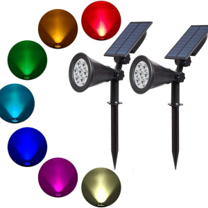 RGB - Colour Changing Outdoor Solar garden landscape spot light (2-PACK)